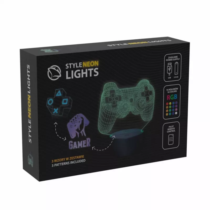 Lampa stołowa LED MANTA SNL122RGB RGB dekoracja świetlna 3D, zmieniająca kolory RGB, zasilana przez USB