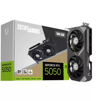 Karta graficzna ZOTAC GeForce RTX 5050 Twin Edge — 8 GB GDDR6, 128-bitowa, PCIe x8 5.0, aktywne chłodzenie dwuwentylatorowe