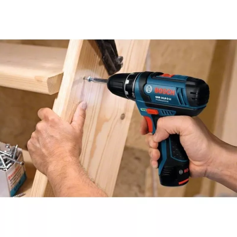 Bosch GSR 10,8-2-LI Professional Keyless Czarny, Niebieski, Czerwony