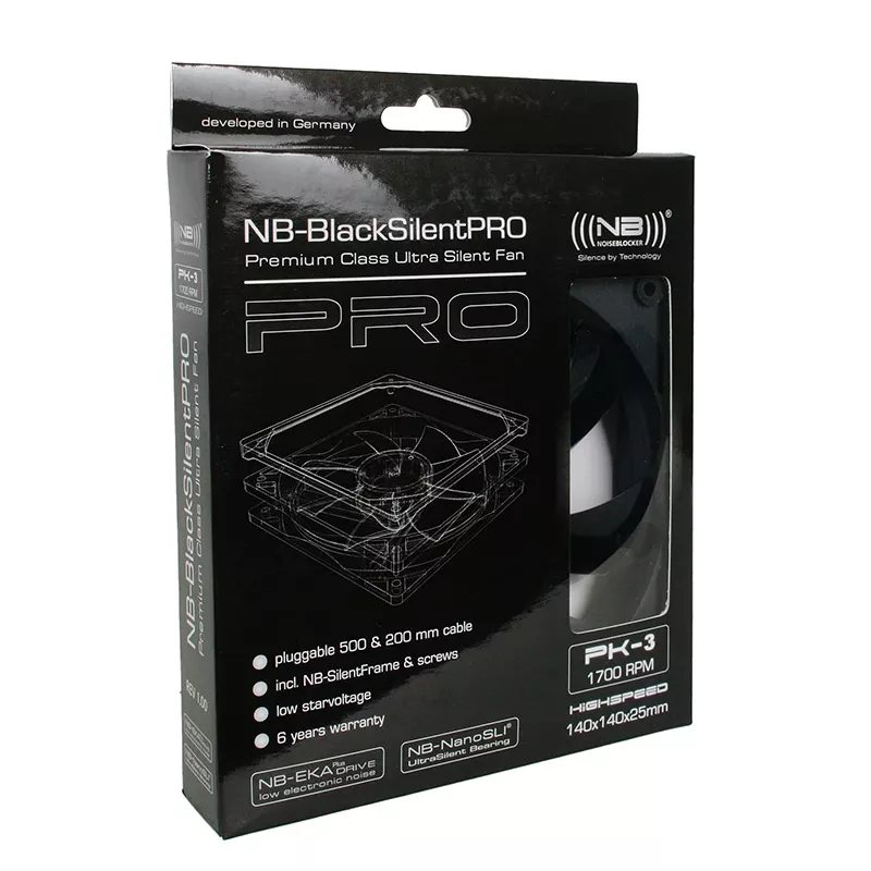 Fan Noiseblocker BlackSilentPro PK3 14 cm Czarny