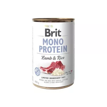 Mokra karma dla psa Brit MONO PROTEIN Jagnięcina z ryżem 400 g — puszka, psy dorosłe, jedno białko, bez konserwantów