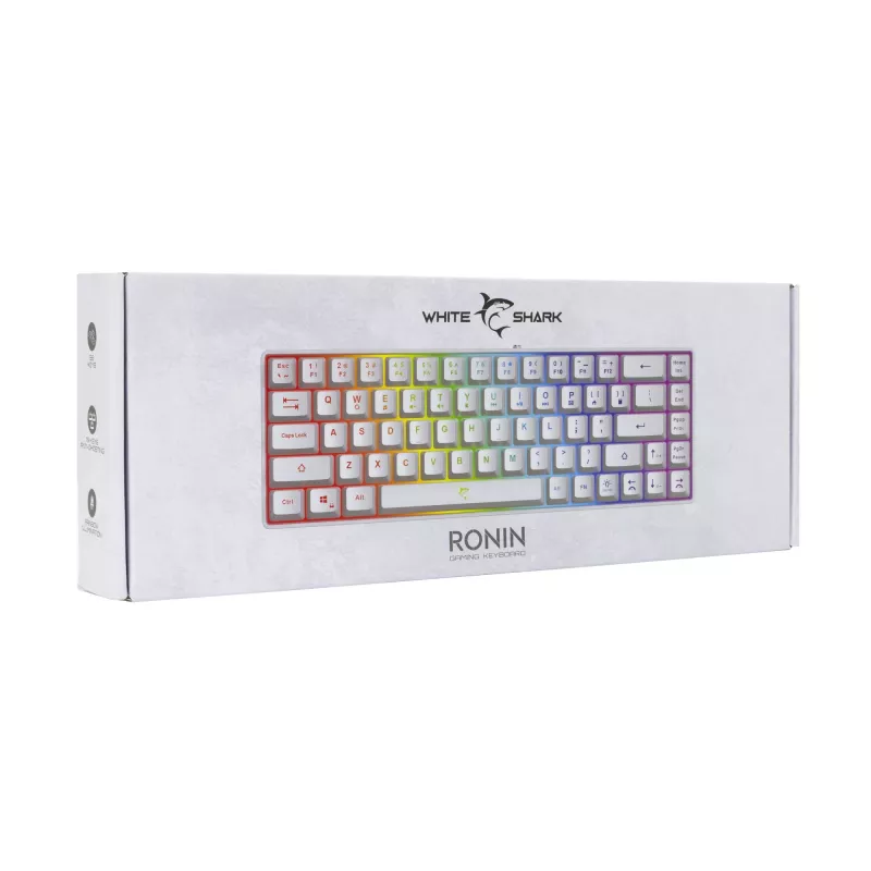 Klawiatura White Shark RONIN Biała USB QWERTY 68 klawiszy LED