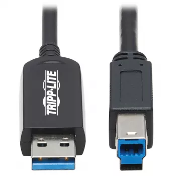 Eaton Tripp Lite Series USB 3.2 Gen 1 Plenum-Rated Fiber Active Optical Cable (AOC) - A/B M/M, Czarny, 20m - Kabel USB - USB Typ A (M) do USB Typ B (M) - USB 3.2 Gen 1 - 20,0m - P