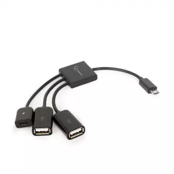 Kabel USB OTG Micro BM -> 2xUSB-AF + BF Micro 13cm