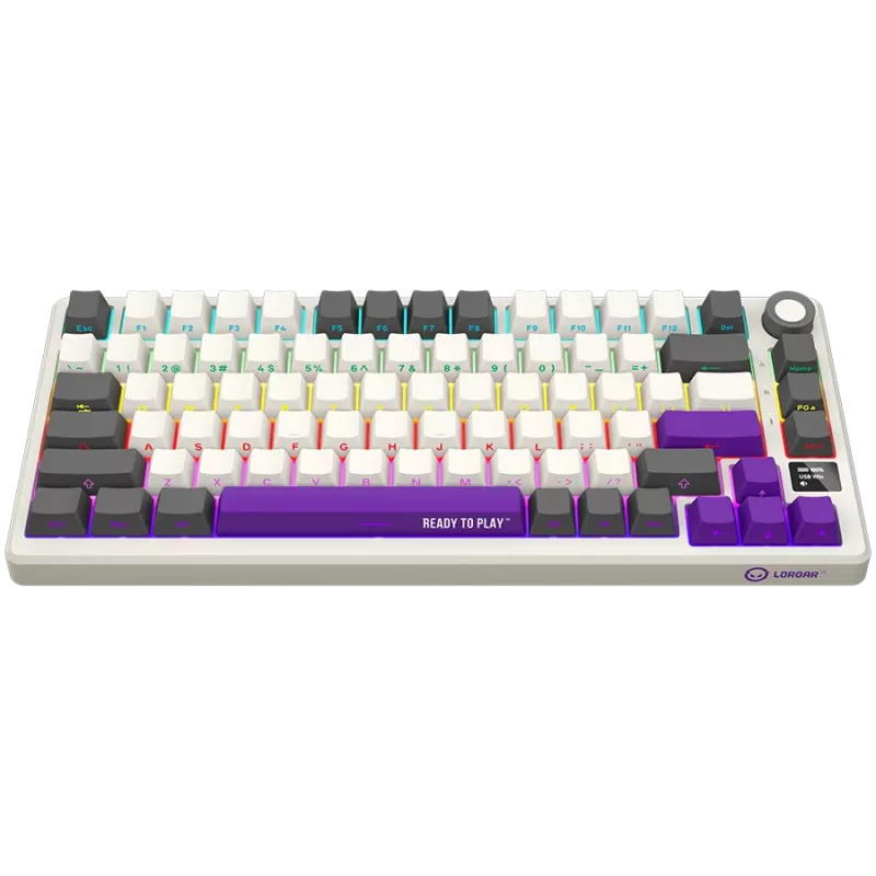 LORGAR KBP7075W, Bezprzewodowa 75% Mechaniczna Klawiatura Gamingowa Pro, Beżowa, układ EN