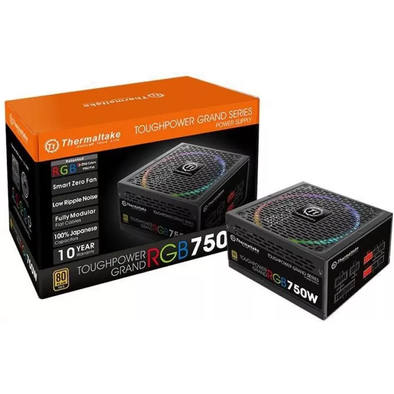 Thermaltake ToughPower Grand RGB 750W Gold - Zasilacz (wewnętrzny) - ATX12V 2.4/ EPS12V 2.92 - 80 PLUS Gold - AC 100-240 V - 750 W - Active PFC -