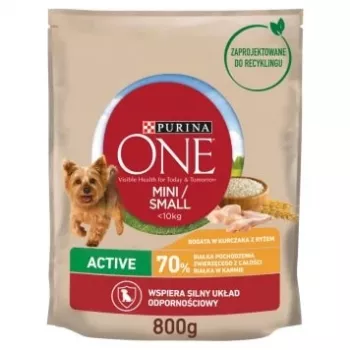 PURINA One Mini Active Chicken, Rice - Sucha karma dla psów - 800 g