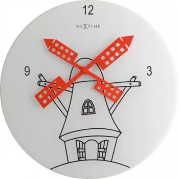 NeXtime klok 8807 Windmil, Ø30 cm, ścienny, biały/czarny/czerwony