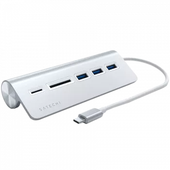 Satechi Type-C Aluminium USB Hub & Card Reader, Srebrny, ST-TCHCRS