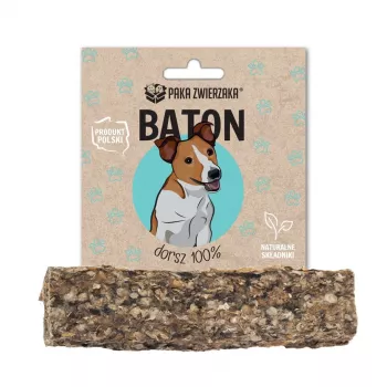 Przysmak dla psa PAKA ZWIERZAKA Cod Bar 12 cm 28 g — naturalny gryzak dentystyczny o smaku rybnym
