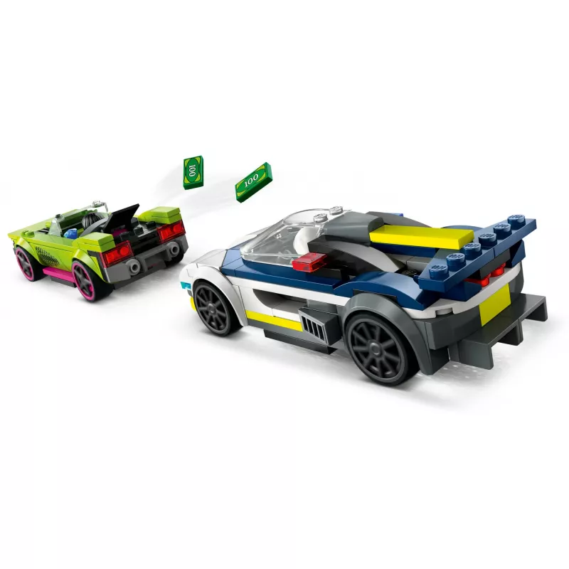 LEGO City zestaw 60415 Pościg radiowozu i muscle cara — 213 elementów, 2 minifigurki, wiek 6+