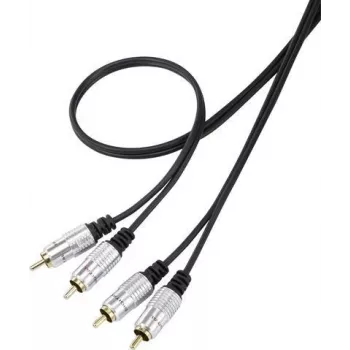 SpeaKa Professional SP-7870144 Kabel połączeniowy audio RCA [2x wtyk RCA - 2x wtyk RCA] 1,00 m Czarny Supermiękka osłona, Złocone styki wtyków (SP-7870144)