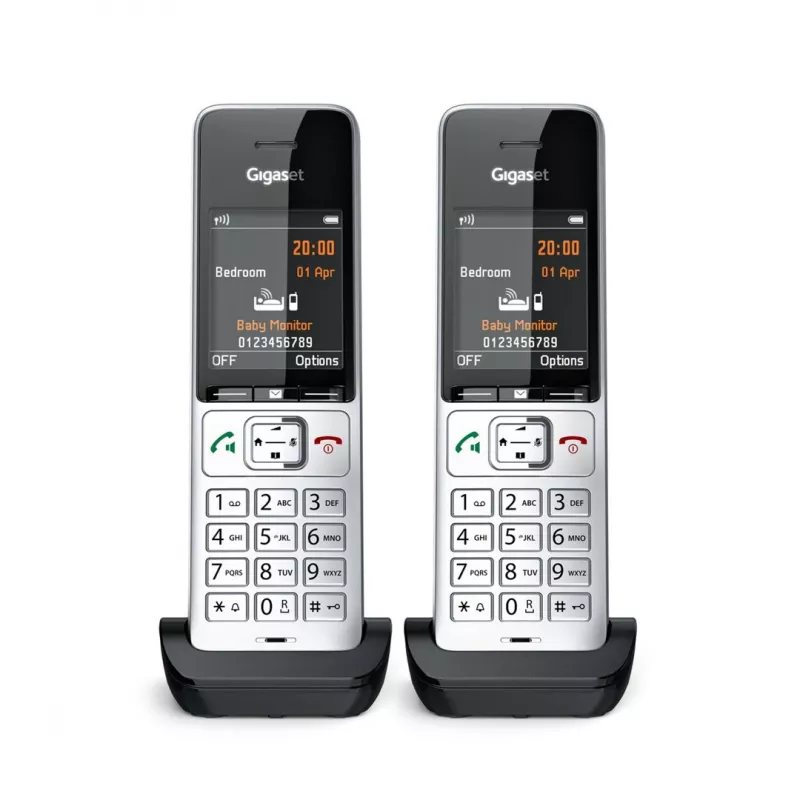 Gigaset COMFORT 500HX duo Analogowy/telefon DECT z identyfikacją rozmówcy Czarny, Srebrny
