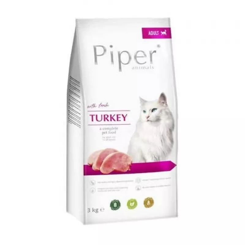 Sucha karma dla kota Dolina Noteci Piper z indykiem, dorosłe, 3 kg, 35% białka, 15% tłuszczu, bezglutenowa i bez soi