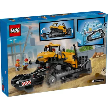Zabawkowy spychacz budowlany LEGO 60466, seria City, 682 elementy, 3 minifigurki, zalecany wiek 8+, wymiary 120×240×130 mm