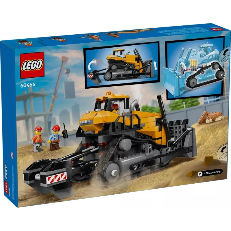 Zabawkowy spychacz budowlany LEGO 60466, seria City, 682 elementy, 3 minifigurki, zalecany wiek 8+, wymiary 120×240×130 mm
