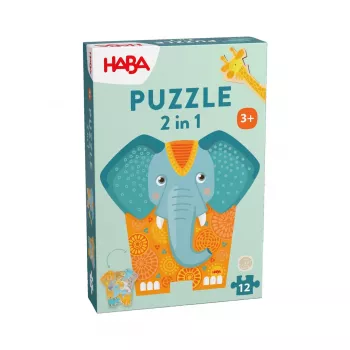 Puzzle 2 w 1 Elefant
