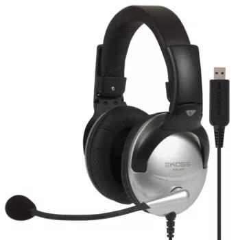 Słuchawki Koss SB45 USB, przewodowe, nauszne, biuro/centrum obsługi, czarno-srebrne