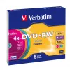 VERBATIM 43297 Verbatim DVD+RW cienki jewel case 5 4.7GB 4x Kolorowa