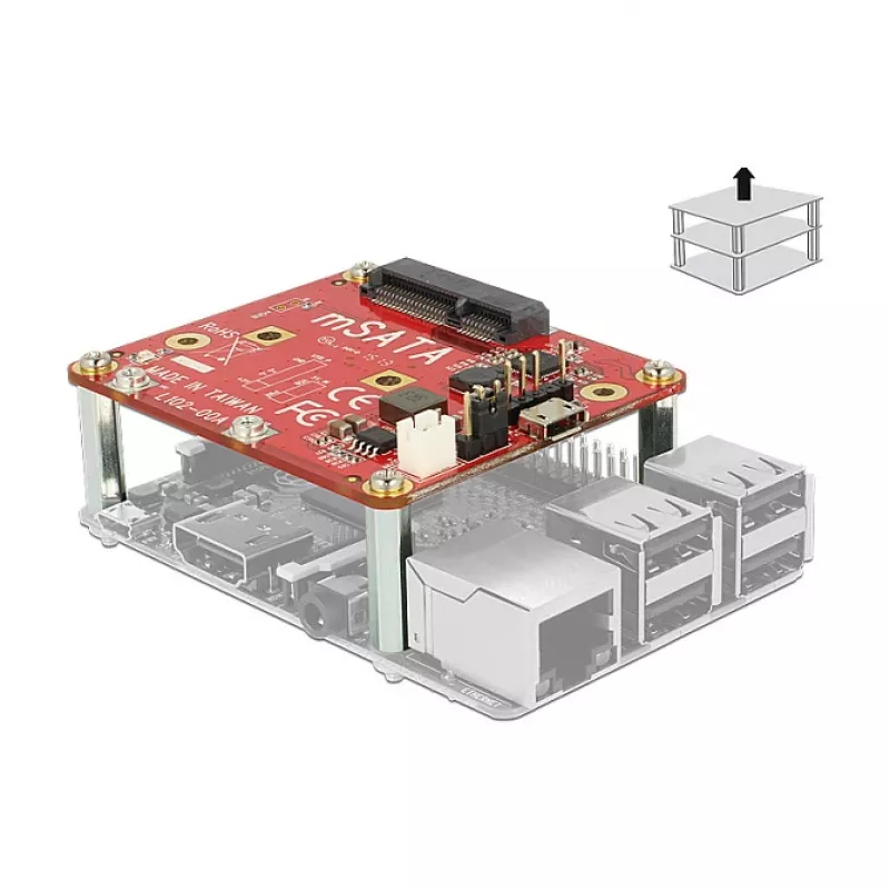 Wewnętrzny adapter mSATA DELOCK 62648 z interfejsem hosta Micro-USB, 6 Gbit/s, 65×56×12 mm