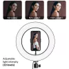 Maclean MCE610 10 12W LED Ring Light z statywem i Bluetooth spustem 3 kolory 10 poziomów jasności 10% -100% Regulowana jasność 160 LED Uchwyt na smartfon oświetlenie