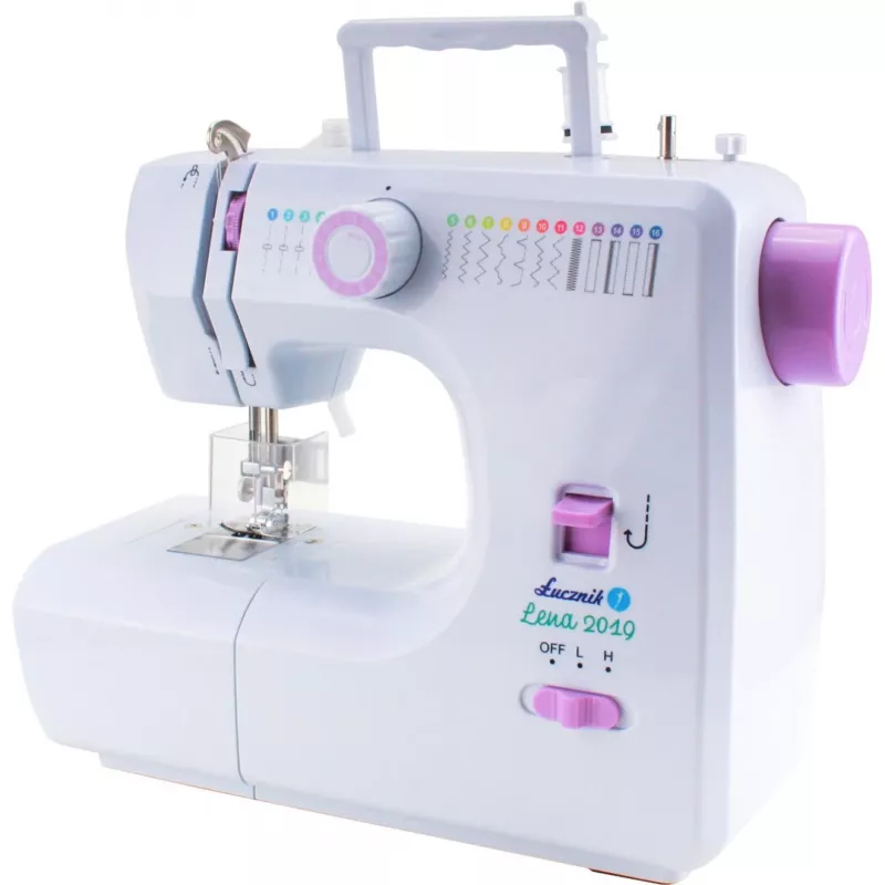 Mechaniczna maszyna do szycia Łucznik Lena 2019 — podstawowy model mechaniczny, 16 programów, 24 W, wolne ramię, dziurka 4-etapowa