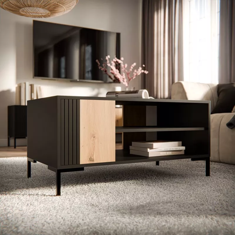 Cama MERCI coffee/lawn table 100 x 55 x 49 cm Czarny/oak artisan