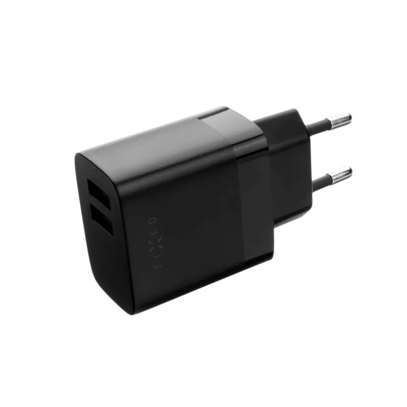 Fixed Podwójna Ładowarka USB Podróżna FIXC17N-2U-BK, 17W, przenośny zasilacz USB, czarny