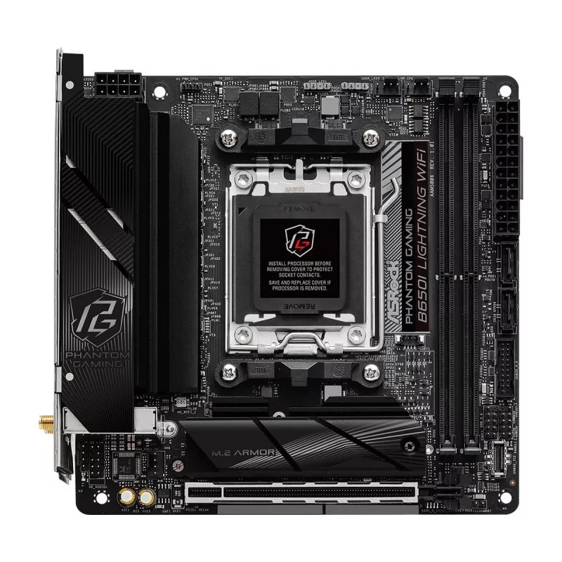 Płyta główna Mini-ITX ASRock B650I Lightning WiFi — AMD B650, Socket AM5, DDR5, 2 DIMM (max 96 GB), Wi‑Fi 6E, 2.5Gb LAN