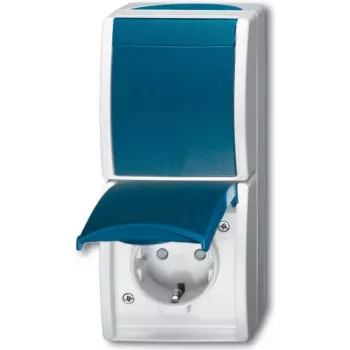 BUSCH JAEGER 2601/6/20 EBW-53 - Typ F - 2P+E - Niebieski - Biały - IP44 - 250 V - 16 A