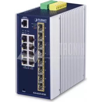 Przełącznik zarządzalny PLANET IP30 Industrial L3 8-Port Gigabit Ethernet