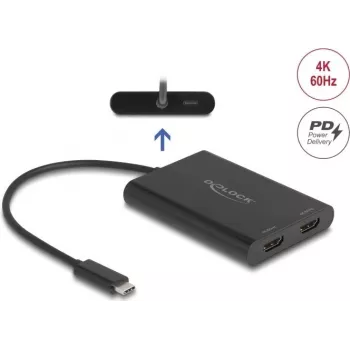 Adapter USB typu C na 2× HDMI 4K 60 Hz Delock 64309 (DisplayLink)
