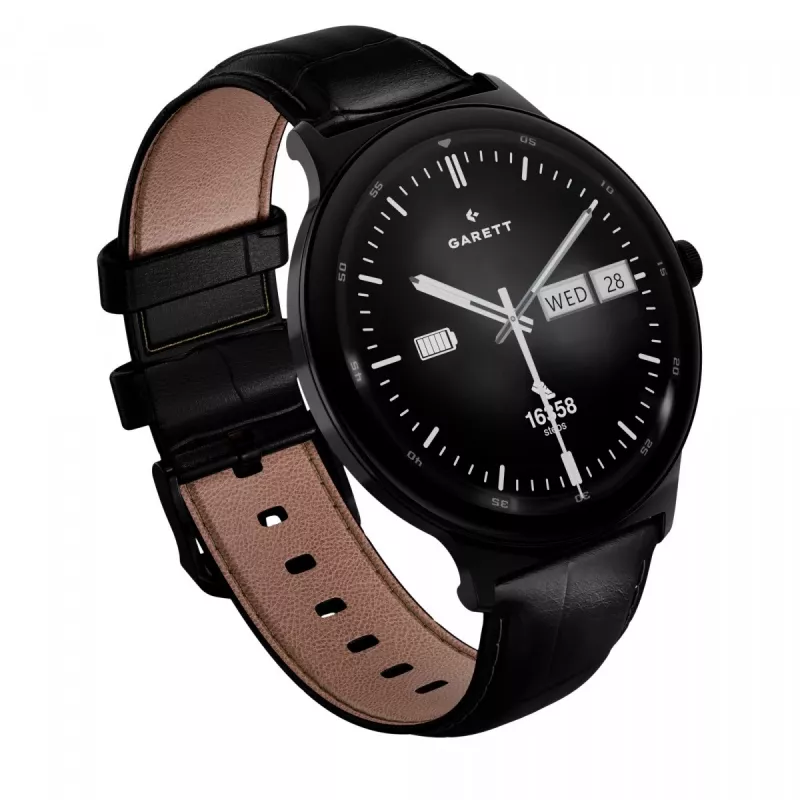 Smartwatch Garett Quantum — czarna stal nierdzewna