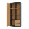 Top e Shop RS-80 BILY regał biurowy, antracytowa rama, drzwi dąb artisan, 7 półek, 2 szuflady, 1800×800×350 mm