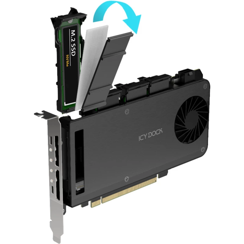Karta adaptera 4 x M.2 NVMe SSD do kieszeni mobilnej, icy dock MB204MP-B