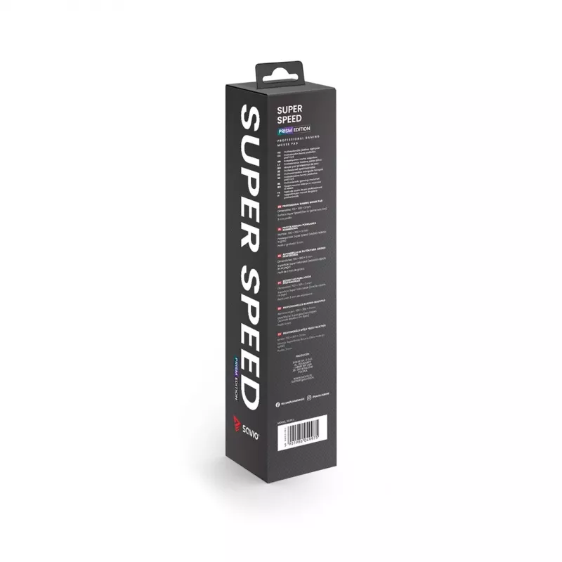 Podkładka pod mysz gamingowa SAVIO Super Speed L Prism Edition — 700×300×3 mm, fioletowa, zszywane krawędzie, antypoślizgowa podstawa