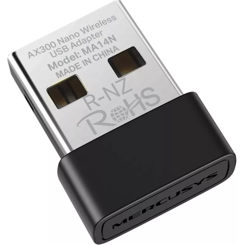 USB Wi‑Fi Adapter MERCUSYS MA14N — USB Type‑A, 2.4 GHz Single‑Band, up to 287 Mb/s, Czarny