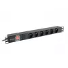 Jednostka dystrybucji zasilania LANBERG PDU-06E-0200-BK — 6 gniazd typu E, 16 A, kabel 2 m, 1U do szafy rack, 220–250 V