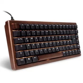 Klawiatura Sharkoon 100068081 domowa USB QWERTZ niemiecka czarna drewniana 75%