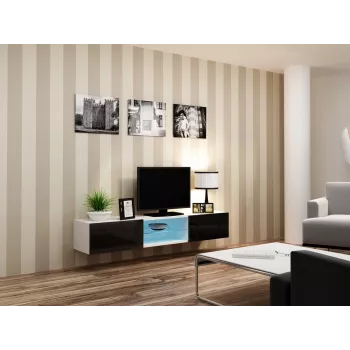 Cama stojak TV VIGO GLASS 30/180/40 biały/czarny połysk