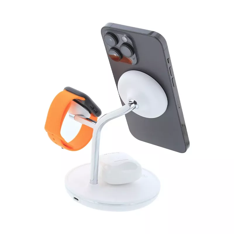 Bezprzewodowa ładowarka biurkowa Tellur TLL151391 3w1 MagSafe Szybkie ładowanie dla telefonu, zegarka i słuchawek