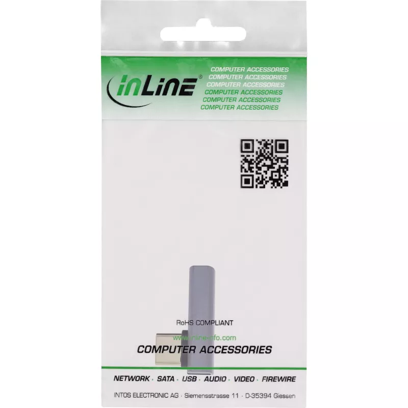 Adapter InLine USB4, wtyk/gniazdo USB-C pionowe prawo-/lewo-kątowe, aluminium, szary