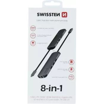 Swissten 8-IN-1 USB-C HUB Aluminium Body - 440-401-03 (44040103)
