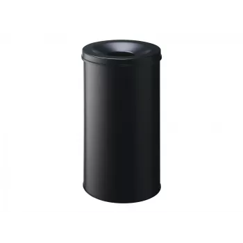 Wytrzymały kosz na śmieci – okrągły – 60 l – stalowy – czarny