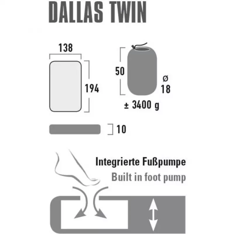 Materac dmuchany kempingowy Dallas Twin 41033 (cytrynella)