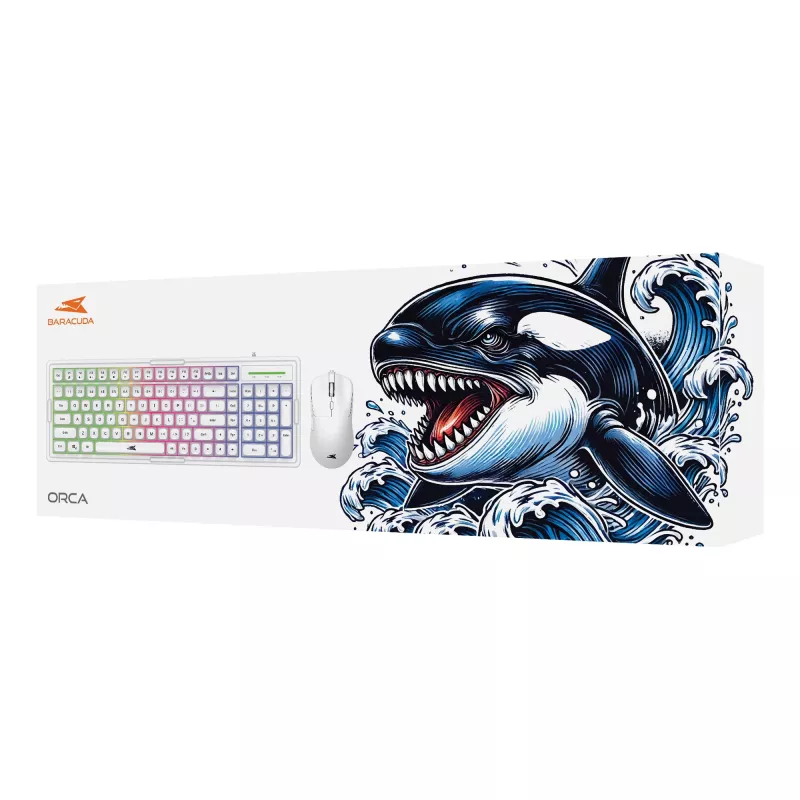 Zestaw klawiatura i mysz Baracuda BGC-012 Orca biały — biały zestaw klawiatury i myszy