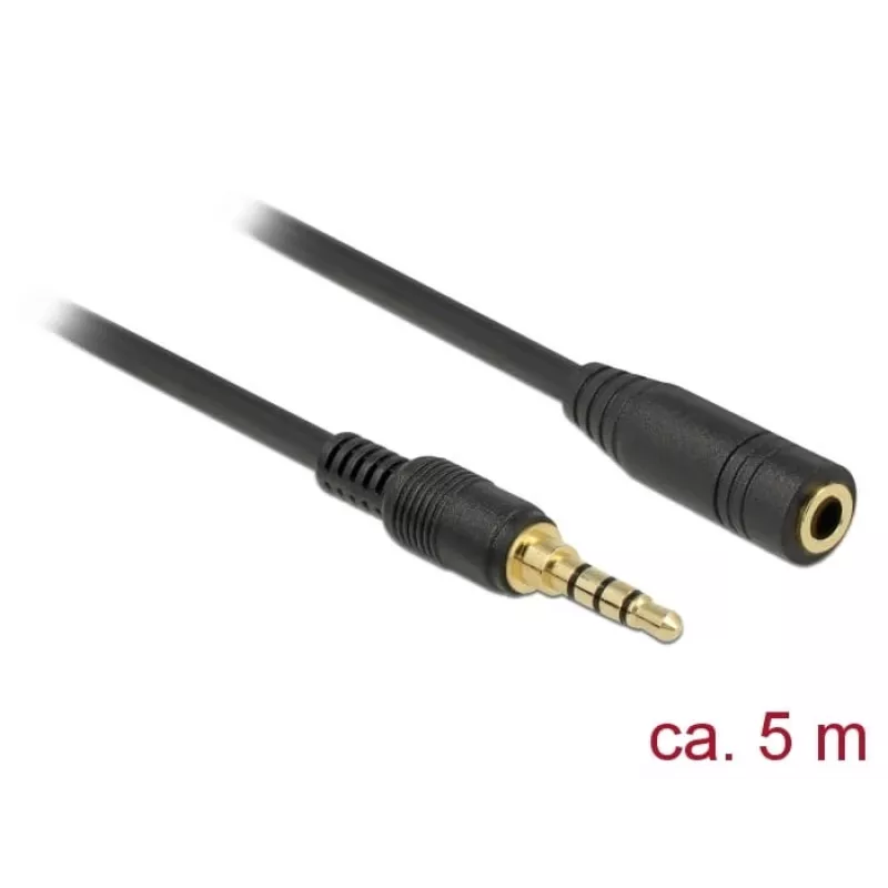 Kabel audio 3,5 mm męski na żeński DeLOCK 85635 5 m czarny