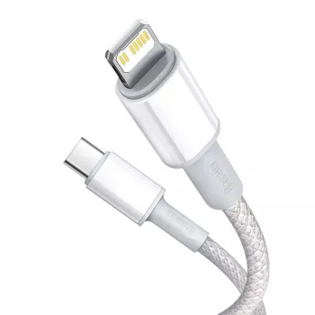Przewód Baseus High Density Braided USB-C na Lightning, 20W, PD, 2m (biały)