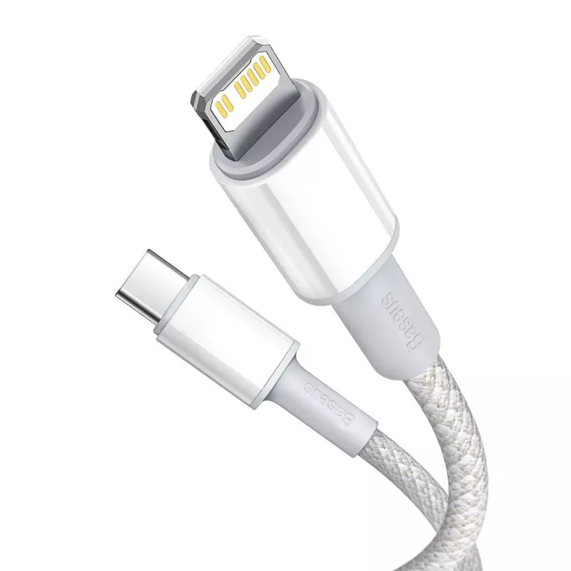 Przewód Baseus High Density Braided USB-C na Lightning, 20W, PD, 2m (biały)