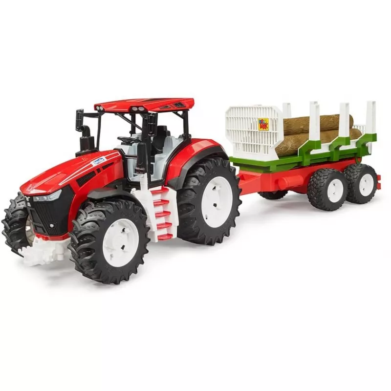 BRUDER Traktor z przyczepą do drewna BR-03453 – Zabawka mechaniczna, Kompatybilna z figurkami Bruder